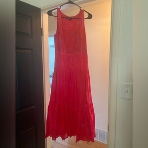 Tommy Hilfiger Red Sleeveless Tiered Maxi Dress
